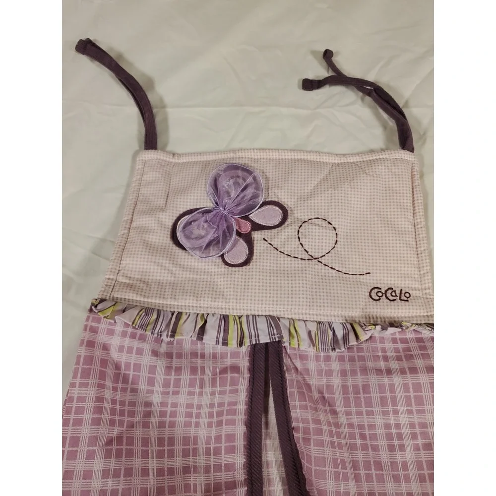 Cocalo Baby Crip Skirt Sugar Plumb Purple Check Ruffle & Matching Diaper Stacker